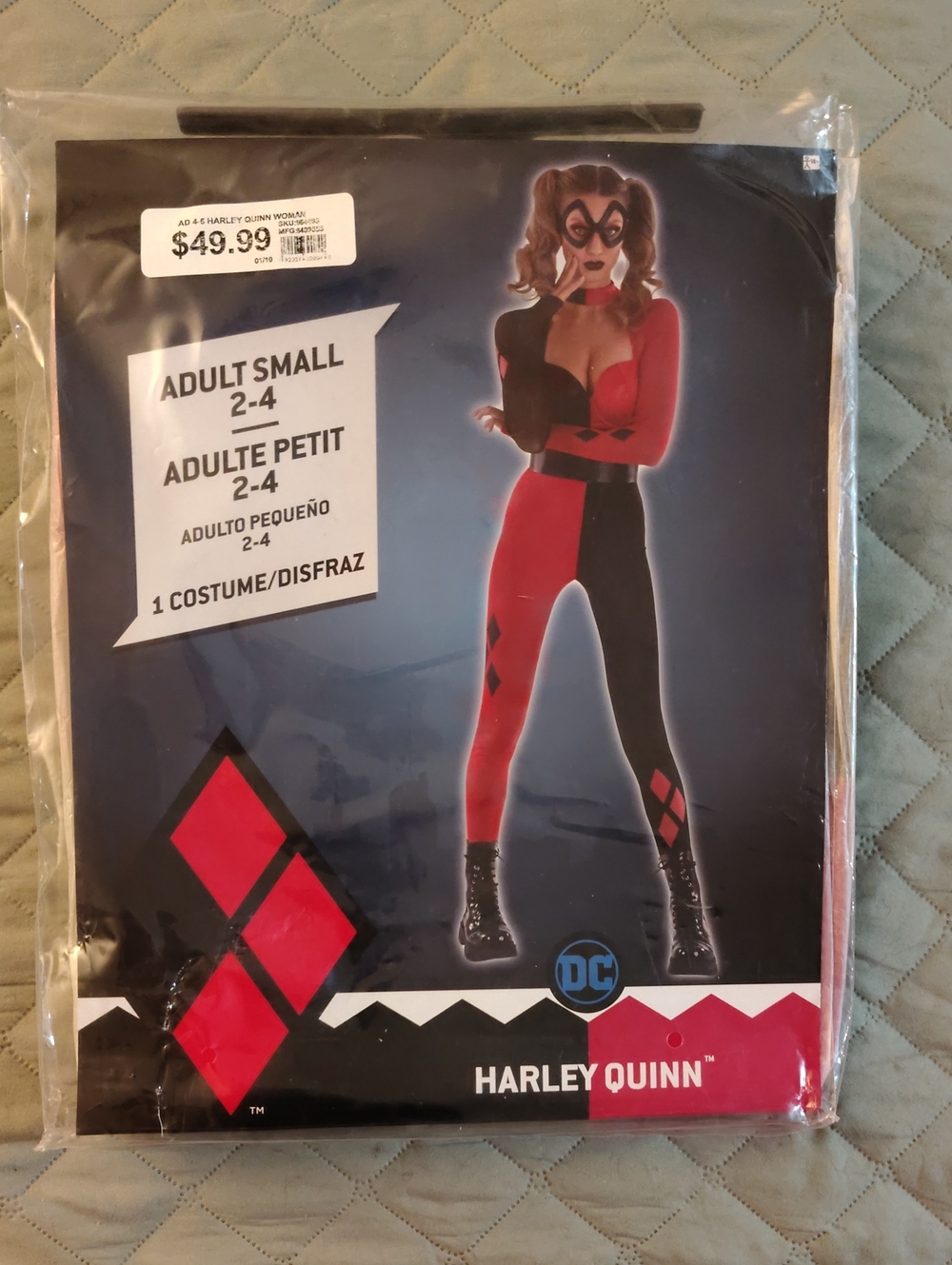 Harley Quinn Women's Red and Black Jumpsuit Costume